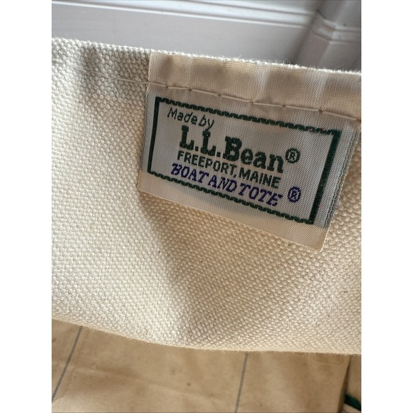Vtg‎ LL Bean Boat Tote Canvas Crinkle Heritage 80s Made in USA 23 X 12 - Picture 4 of 11